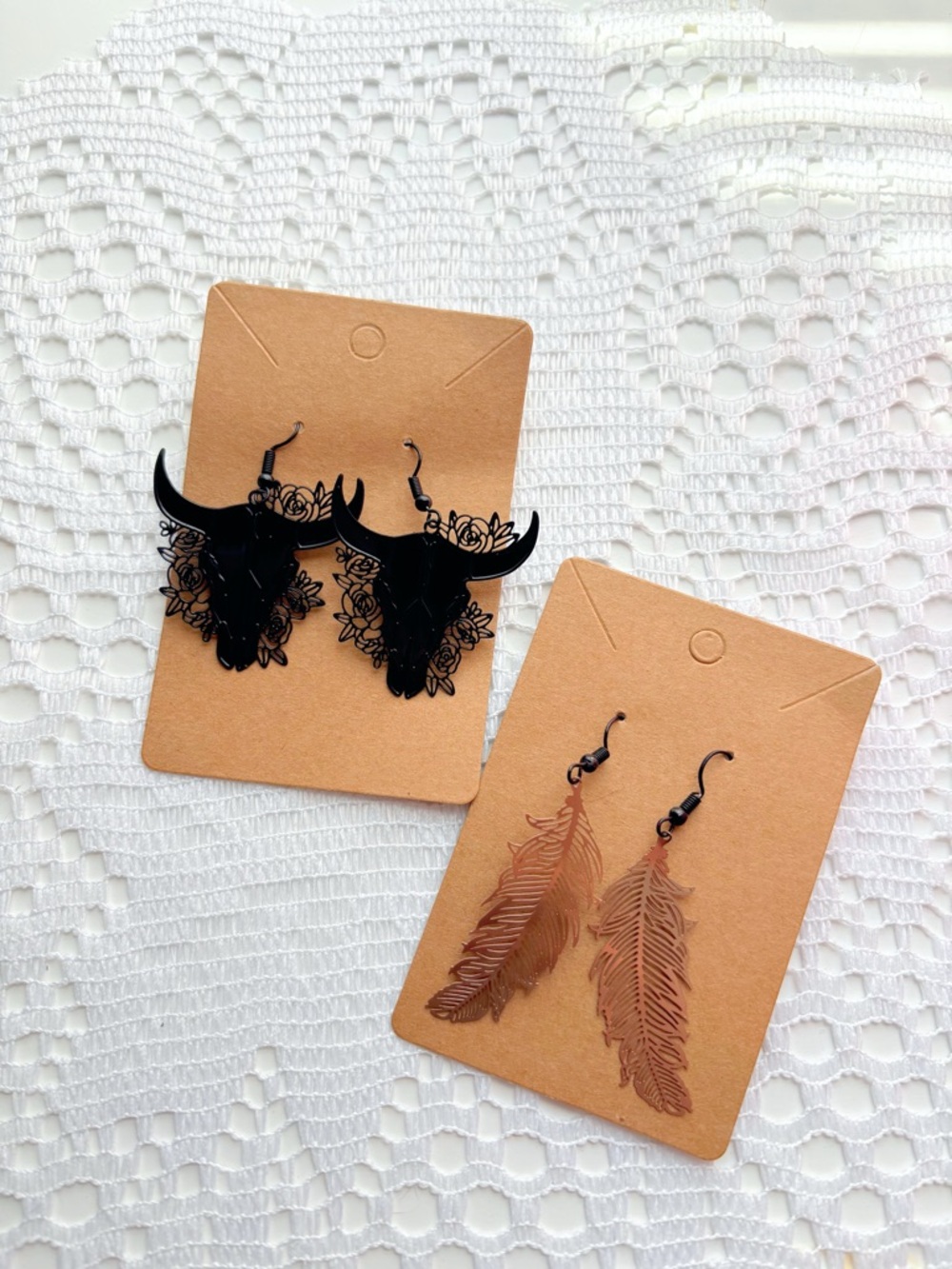 Southwestern Cow Skull & Feather Earrings Bundle 🪶✨